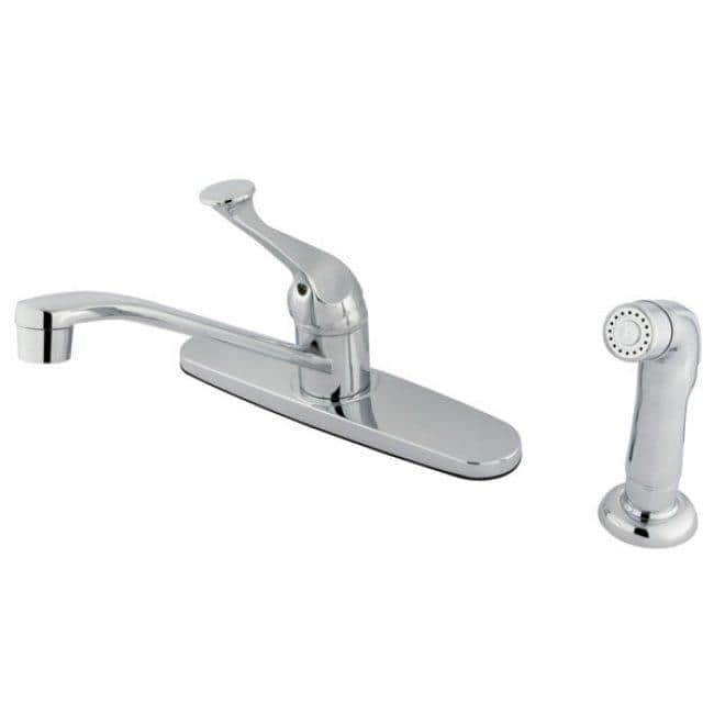 Kingston Brass Chrome Basic Kitchen Faucet with Lever Handle and Side Sprayer