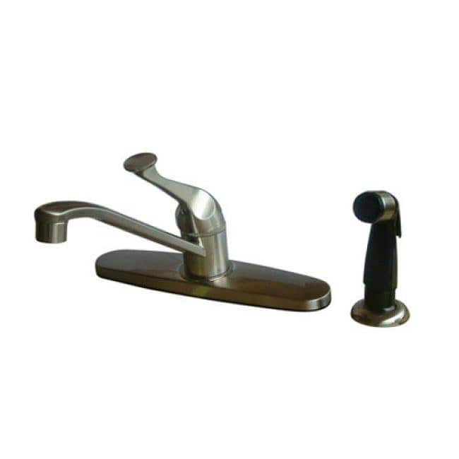 Bright Satin-Nickel Finish Basic Brass Kitchen Faucet with Side Sprayer