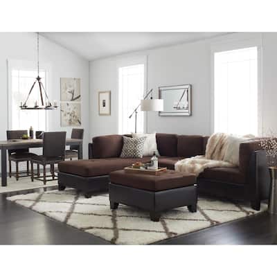 Abbyson Charlotte Dark Brown Sectional Sofa and Ottoman