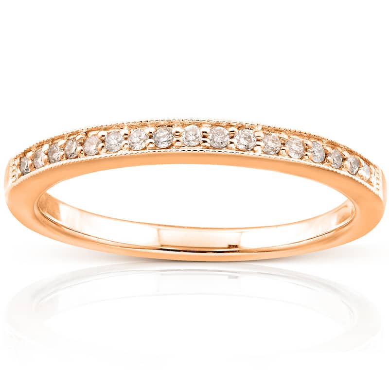 Annello by Kobelli 14k Gold 1/10ct TDW Diamond Wedding Band - 4 - Rose