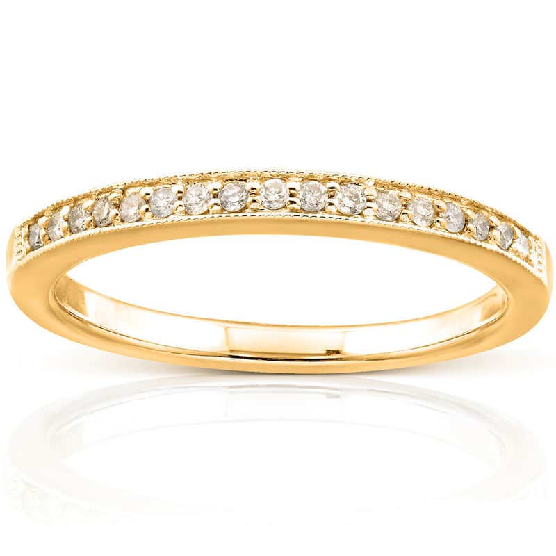 Annello by Kobelli 14k Gold 1/10ct TDW Diamond Wedding Band - 4 - Yellow