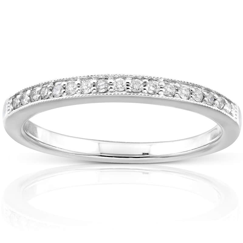 Annello by Kobelli 14k Gold 1/10ct TDW Diamond Wedding Band - 4 - White