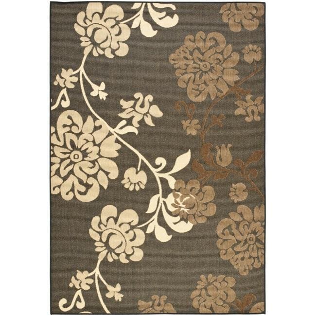 Shop Safavieh Courtyard Floral Black/ Natural Indoor/ Outdoor Rug 4