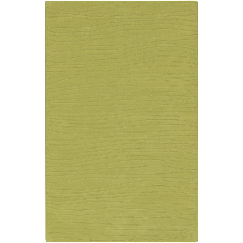 Hand-tufted Solid Green Casual Groovy Wool Area Rug