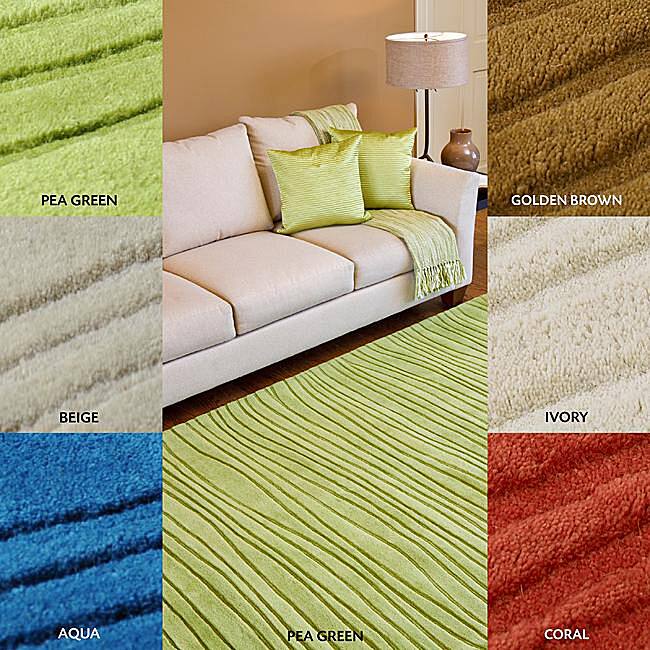 Hand-tufted Solid Brown Casual Groovy Wool Area Rug