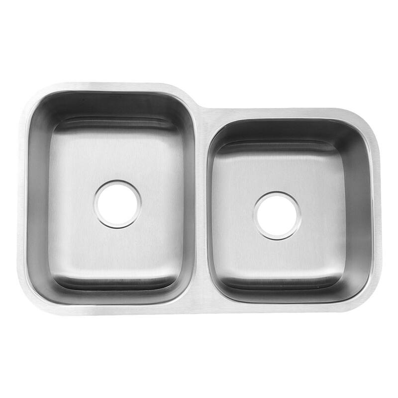 Stainless Steel Offset Double Bowl Kitchen Sink with Drains - Silver