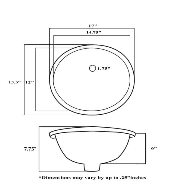 Highpoint Collection 15x12 Bisque Undermount Vanity Sink - 17" x 13.5" x 7.75"