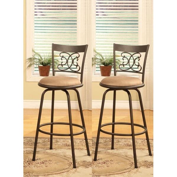 Bronze Finish Scroll Back Adjustable Metal Swivel Counter Height ... - Bronze Finish Scroll Back Adjustable Metal Swivel Counter Height Bar Stools  (Set of 2)