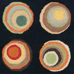 Handmade Soho Candies Black/ Multi N. Z. Wool Rug (6' Square) Safavieh Round/Oval/Square