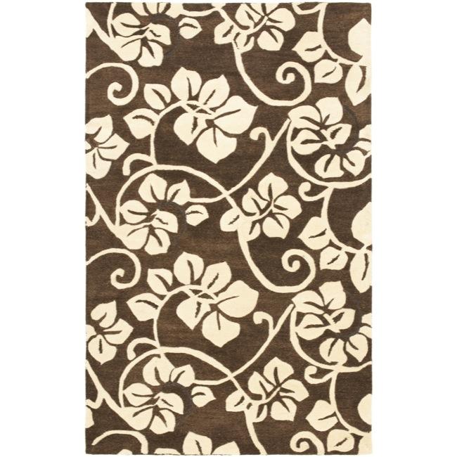 Handmade Soho Brown/ Ivory New Zealand Wool Rug (5x 8)