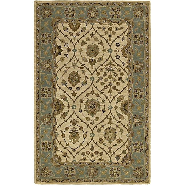 Handmade Khazana Ivory Jefferson Linen Wool Rug (5 X 7.6)