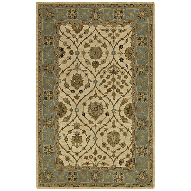 Handmade Khazana Ivory Jefferson Linen Wool Rug (7.6 X 9)