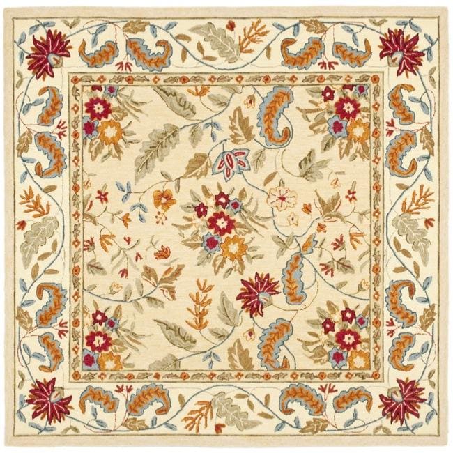 Handmade Paradise Ivory Wool Rug (8 Square)