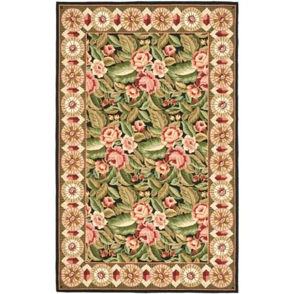 SAFAVIEH Handmade Chelsea Kaylyn French Country Wool Rug - 3'9" x 5'9" - Black