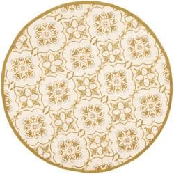 Hand hooked Chelsea Harmony Ivory Wool Rug (4' Round) Safavieh Round/Oval/Square