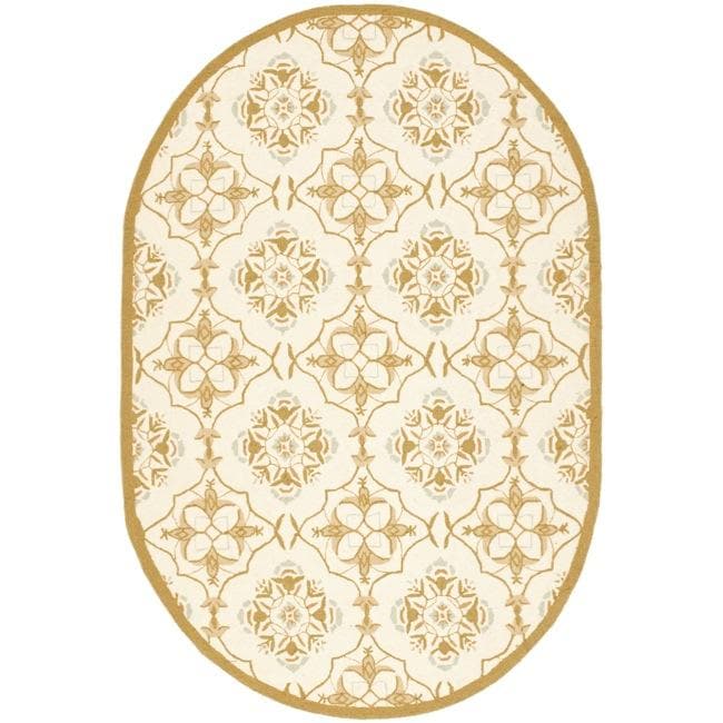 Hand hooked Chelsea Harmony Ivory Wool Rug (46 X 66 Oval)