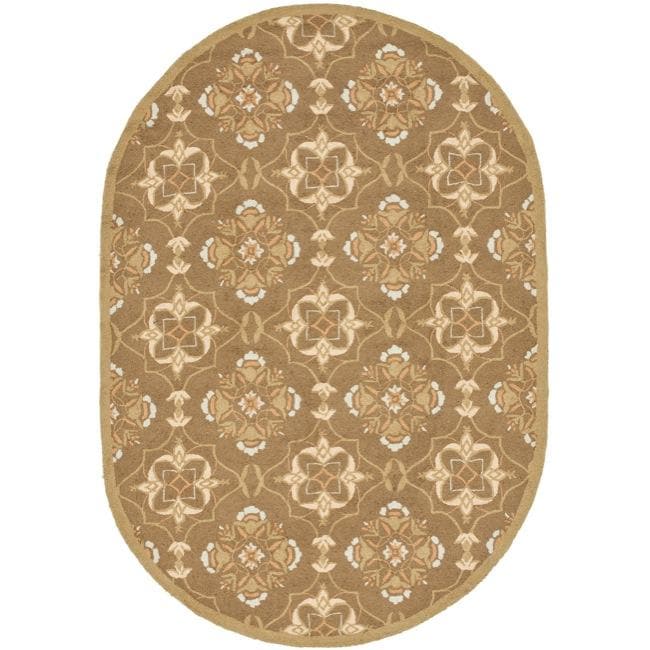 Hand hooked Chelsea Harmony Brown Wool Rug (76 X 96 Oval)