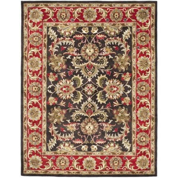 Safavieh Handmade Heritage Timeless Traditional Chocolate Brown/ Red Wool Rug - 7'6 x 9'6