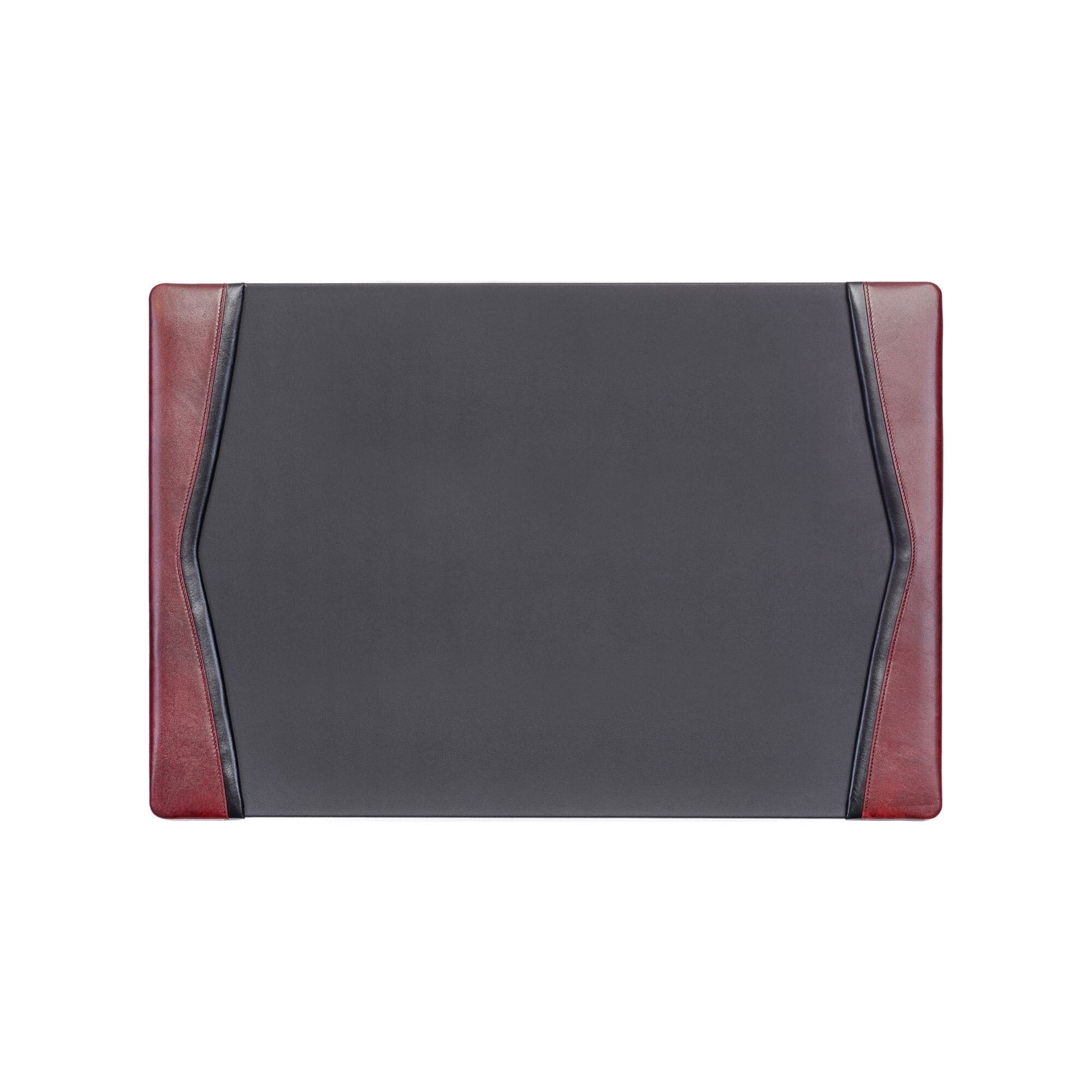 Shop Dacasso Black And Burgundy Leather Desk Pad With Felt Bottom