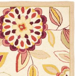 Hand hooked Chelsea Floral Garden Ivory/ Pink Wool Rug (2'6 x 4') Safavieh Accent Rugs