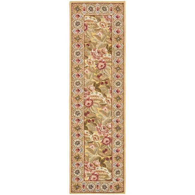 Hand hooked Chelsea Eden Multi/ Gold Wool Runner (26 X 10)