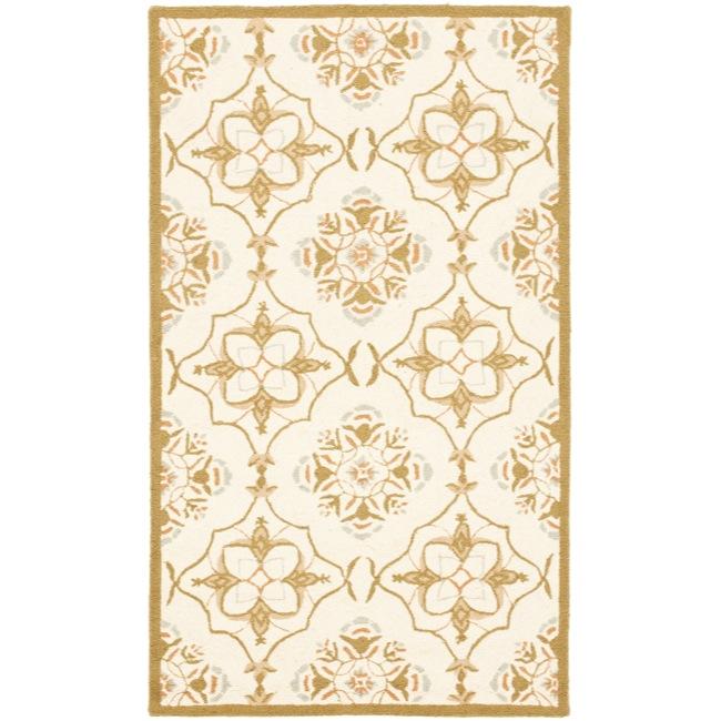 Hand hooked Chelsea Harmony Ivory Wool Rug (18 X 26)