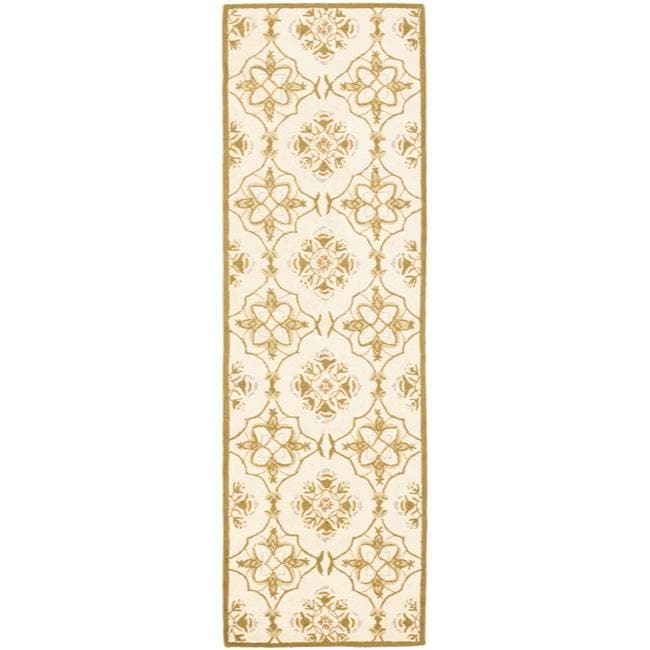 Hand hooked Chelsea Harmony Ivory Wool Runner (26 X 12)