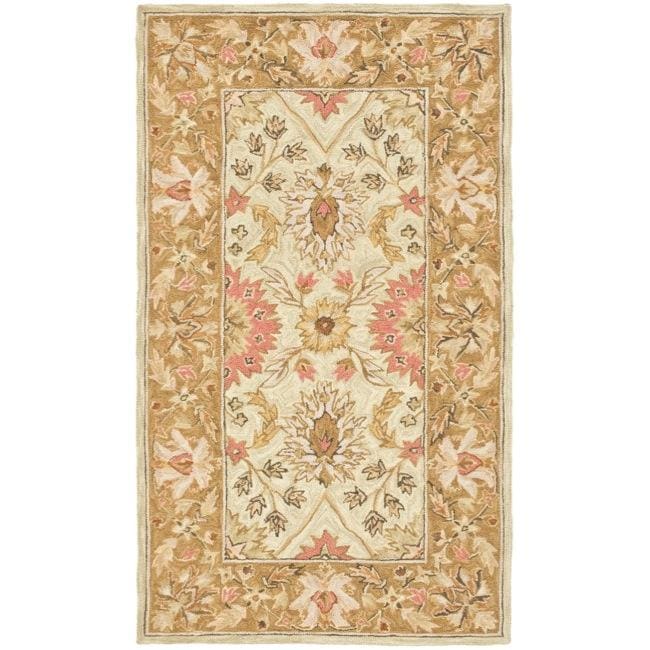 Micro Hand hooked Kashan Light Green Wool Runner (26 X 4)