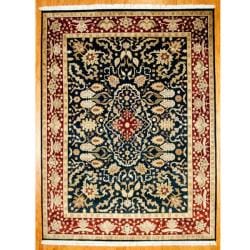 Hand Knotted Indo Mahal Traditional Navy/Burgundy Wool Rug (9' x 12') 7x9   10x14 Rugs