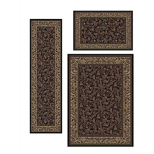 Admire Home Living Caroline Traditional Floral Pattern 3-piece Area Rug Set