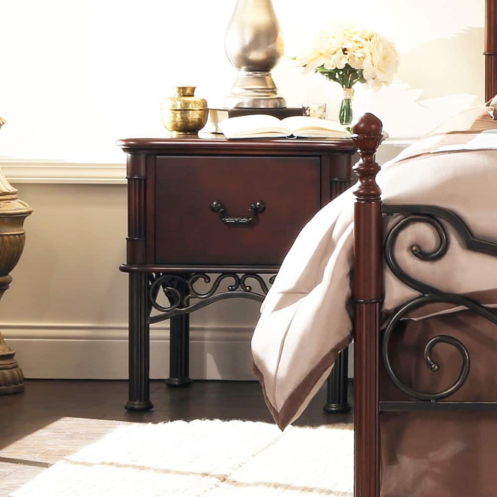 LeAnn Cherry Finish 1-drawer Side Table by iNSPIRE Q Classic