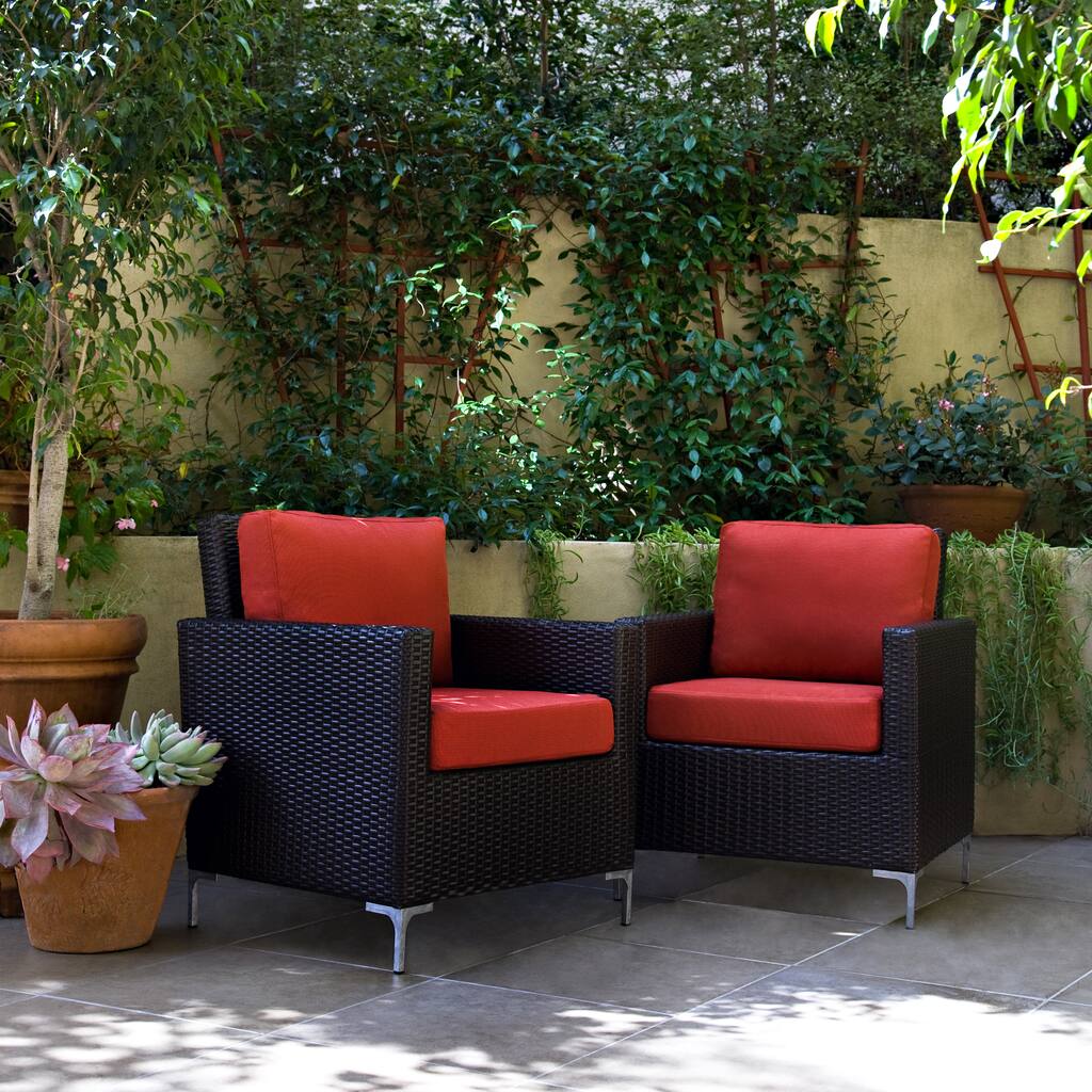 Handy Living Napa Springs Tulip Red Set of 2 Chairs Indoor/Outdoor Wicker