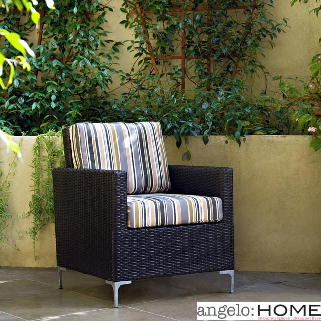 Angelohome Napa Springs Newport Stripe Chair Indoor/outdoor Wicker