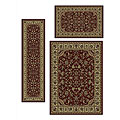 Admire Home Living Caroline Sarouk Burgundy/Green/Gold Traditional Oriental Floral Area Rugs (Set of 3)