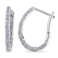 14k White Gold 1 3ct Tdw Diamond Hoop Earrings Free Shipping Miadora 1 2 Ct Diamond Tw Ear Pin Earrings 10k White Gold Gh I2