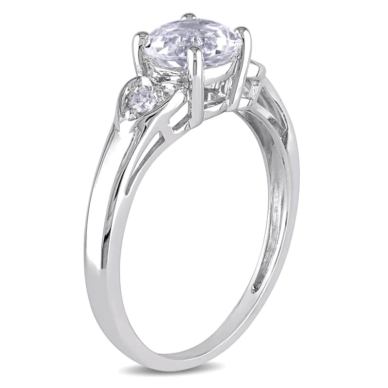 Miadora 10k White Gold White Topaz and Diamond Ring