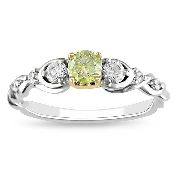 Miadora 14k Gold 1/2ct TDW Round Cut Yellow and White Diamond Ring