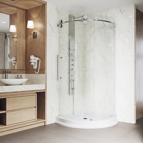 Shop Vigo Sanibel Frameless Round Sliding Door Shower Enclosure