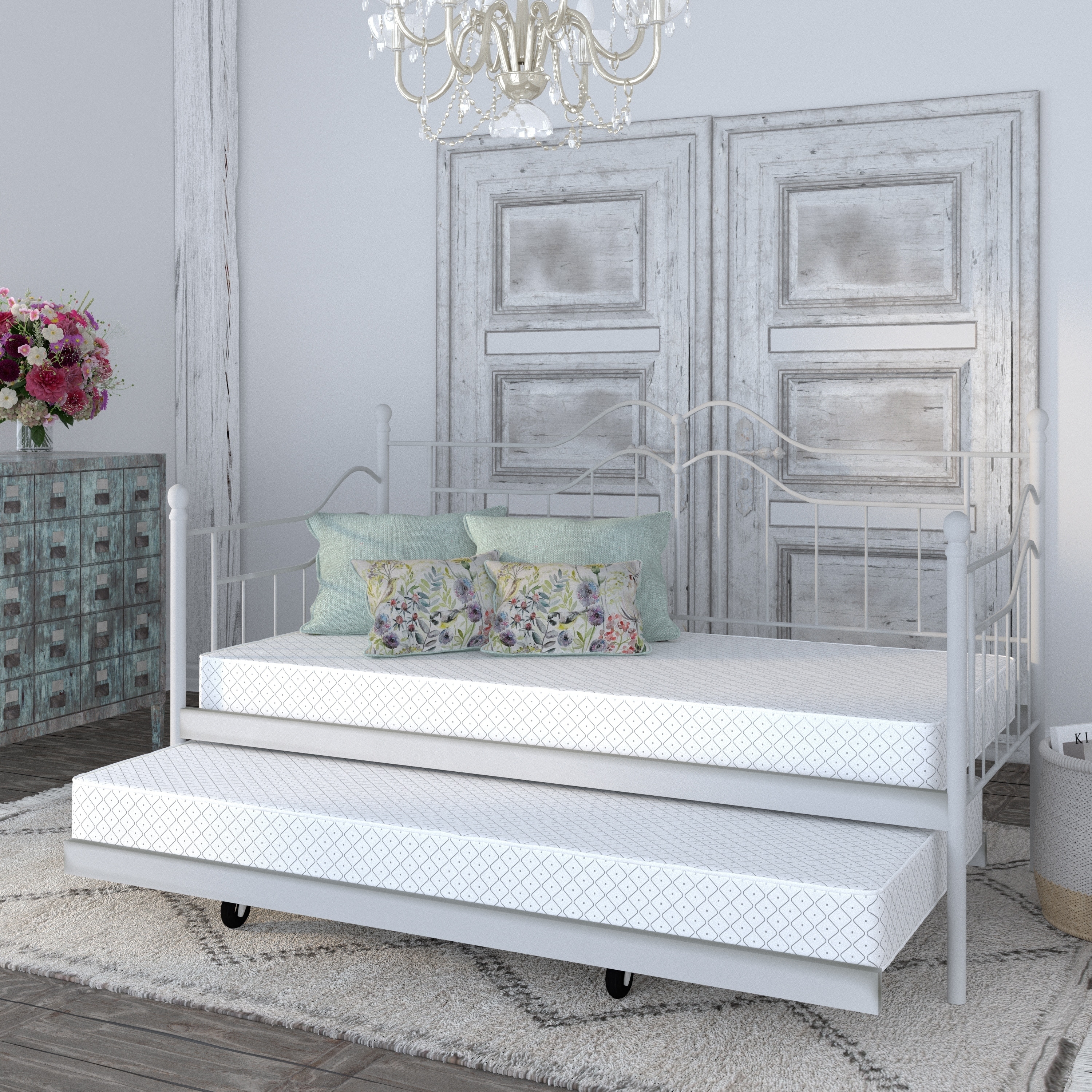 Details about   6 Inch Twin Polyester Filled Mattress w/ Jacquard Cover Bunk Bed Daybed Trundle 