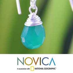 Sterling Silver 'Sublime' Chalcedony Drop Earrings (Thailand) Novica Earrings