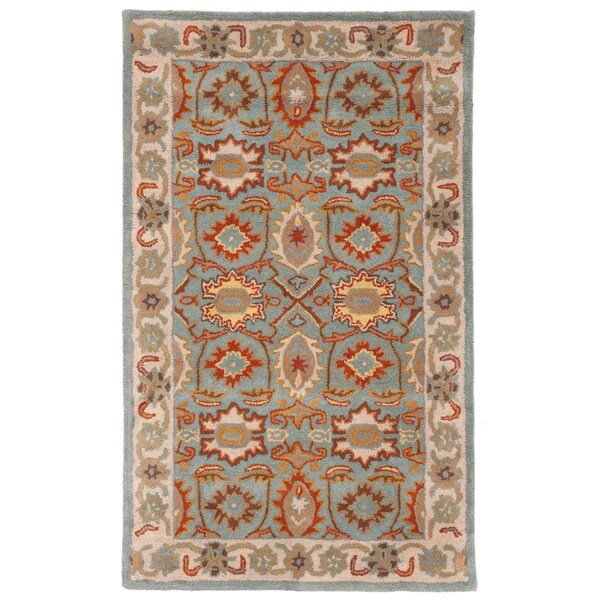Safavieh Handmade Heritage Timeless Traditional Light Blue/ Ivory Wool Rug - 3' x 5'