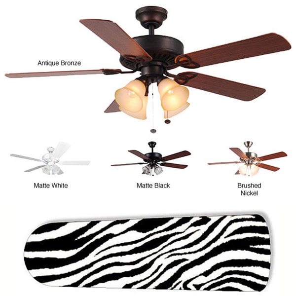 New Image Concepts 4-light Ceiling Fan with Zebra Blades