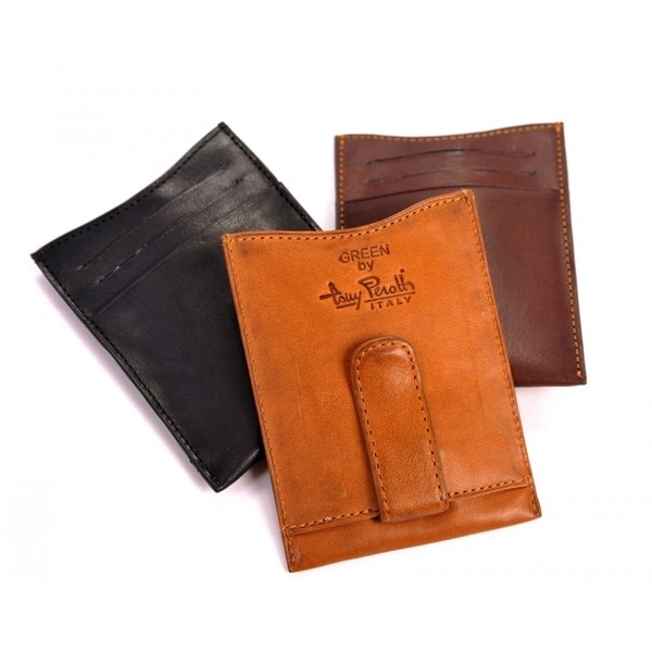 Tony Perotti Men's Italian Cow Leather Spring Tension Money Clip Wallet with Credit Card Slots. Opens flyout.