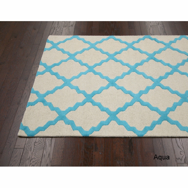 Nuloom Nuloom Hand hooked Alexa Moroccan Trellis Wool Rug (76 X 96) Blue Size 76 x 96