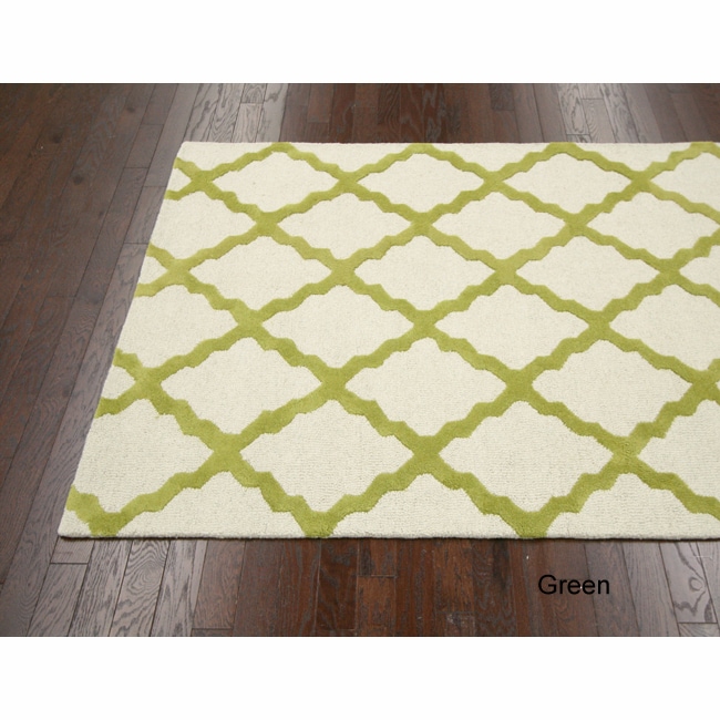 Nuloom Nuloom Hand hooked Alexa Moroccan Trellis Wool Rug (76 X 96) Green Size 76 x 96