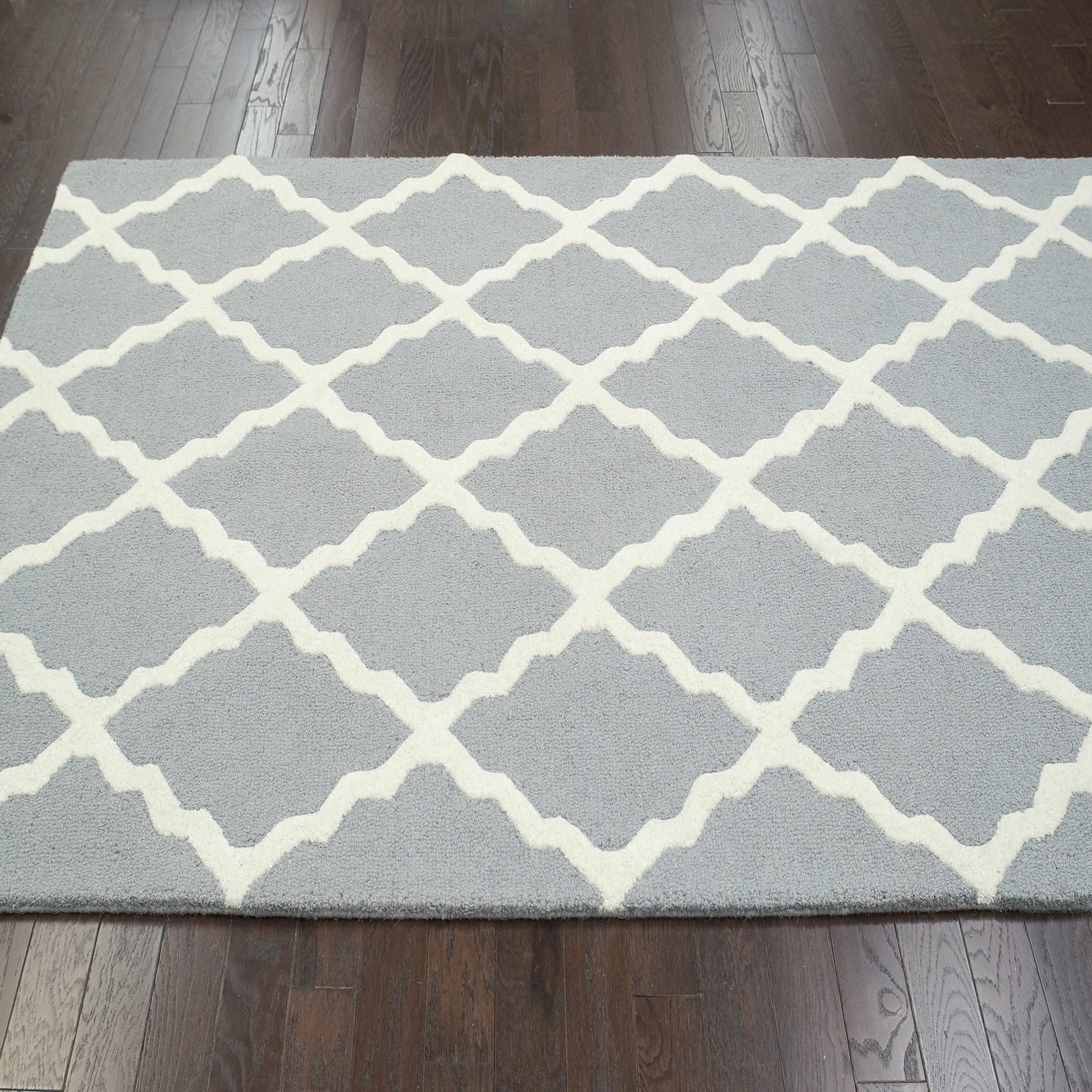 Nuloom Nuloom Hand hooked Alexa Moroccan Trellis Wool Rug (76 X 96) Grey Size 76 x 96