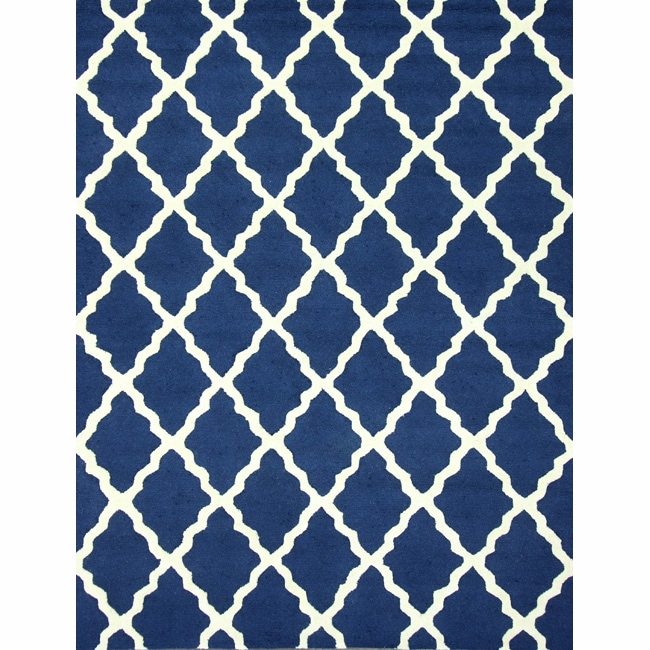 Handmade Moroccan Lattice Navy Wool Rug (76 x 96) Today $319.19