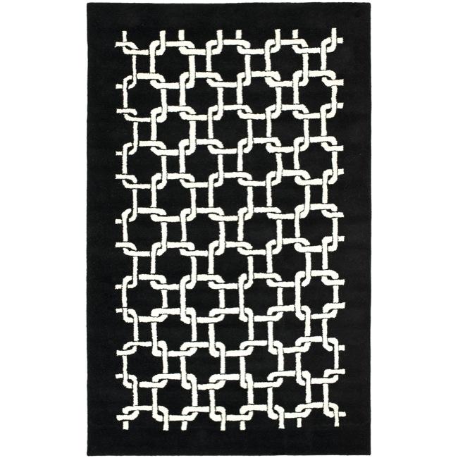 Handmade Soho Black New Zealand Wool Rug (36 X 56)