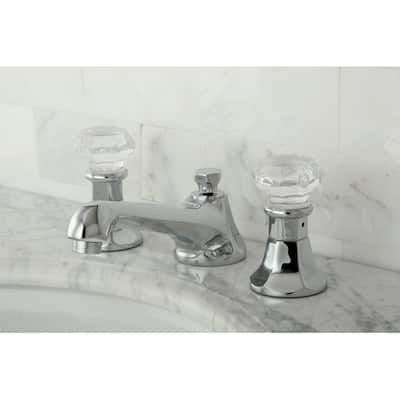 Kingston Brass Crystal Handle Chrome Widespread Bathroom Faucet