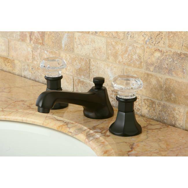 Kingston Brass Crystal Handle Oil Rubbed Bronze Widespread Bathroom Faucet